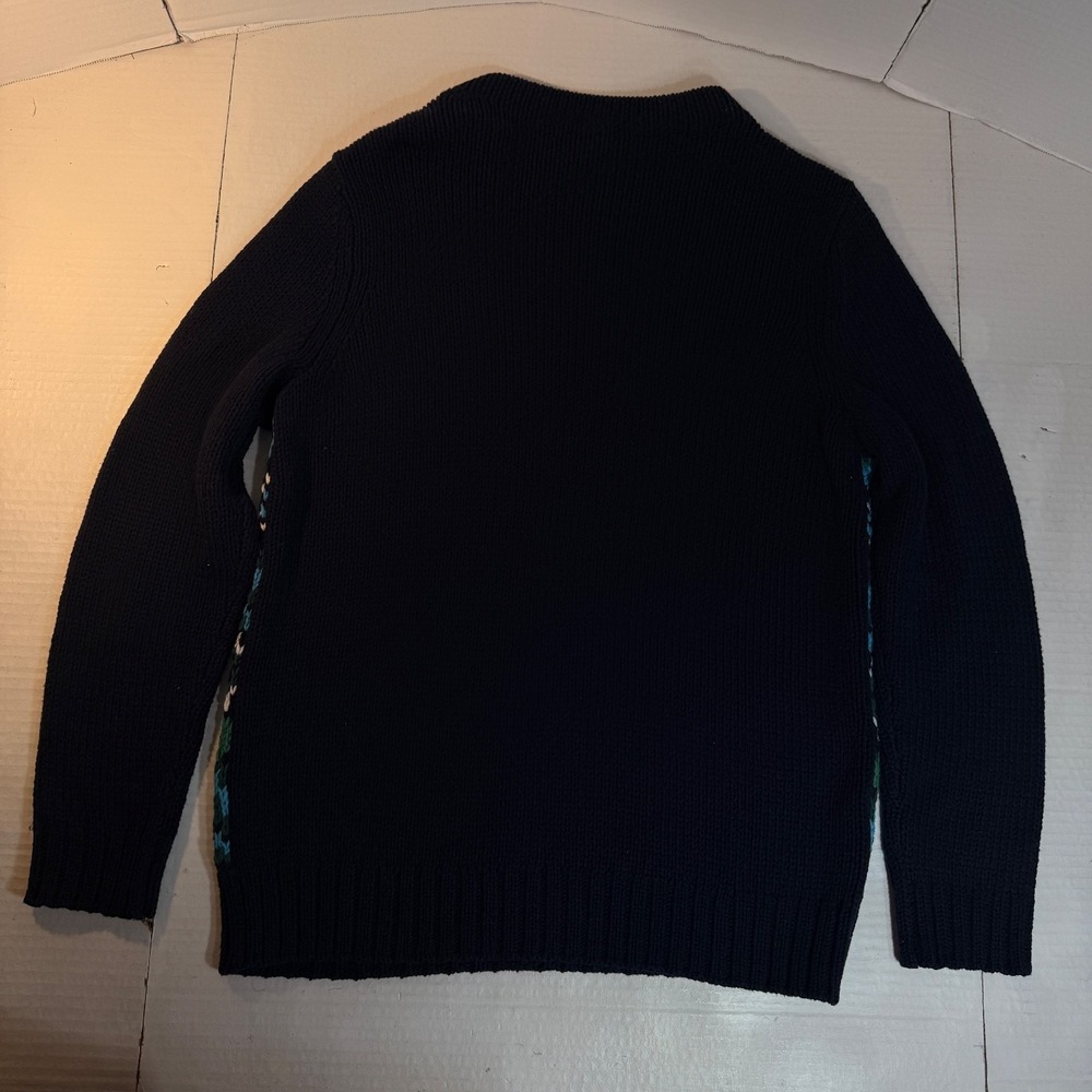 Talbots Women's L Sweater Chamonix Fair Isle preppy chunky knit navy classic NEW - Picture 12 of 16